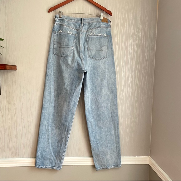 AMERICAN EAGLE Light Wash Highest Waist Baggy Jean Wide Leg Cotton Women's 12 - Picture 7 of 9